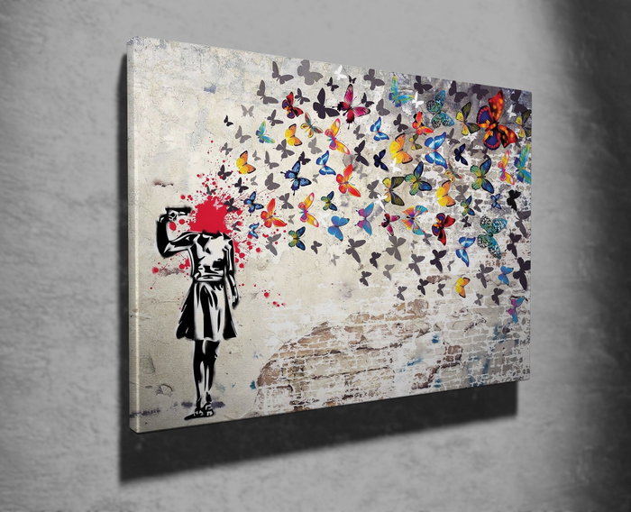 Wallity WY51 Banksy Lienzo Decorativo Enmarcado 50 x 70 cm Wallity WY51 Banksy Lienzo Decorativo Enmarcado 50 x 70 cm